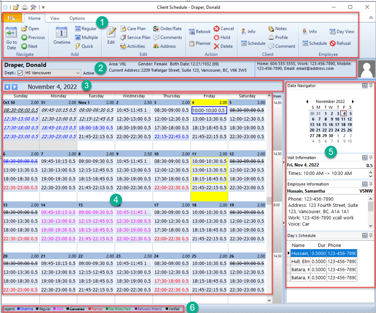 The Scheduling Calendar Overview VCH Procura Help